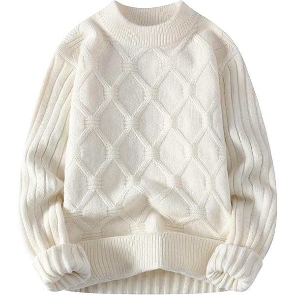 Amazon.com: Cable Knit Sweater for Men Oversized Diamond Stitch